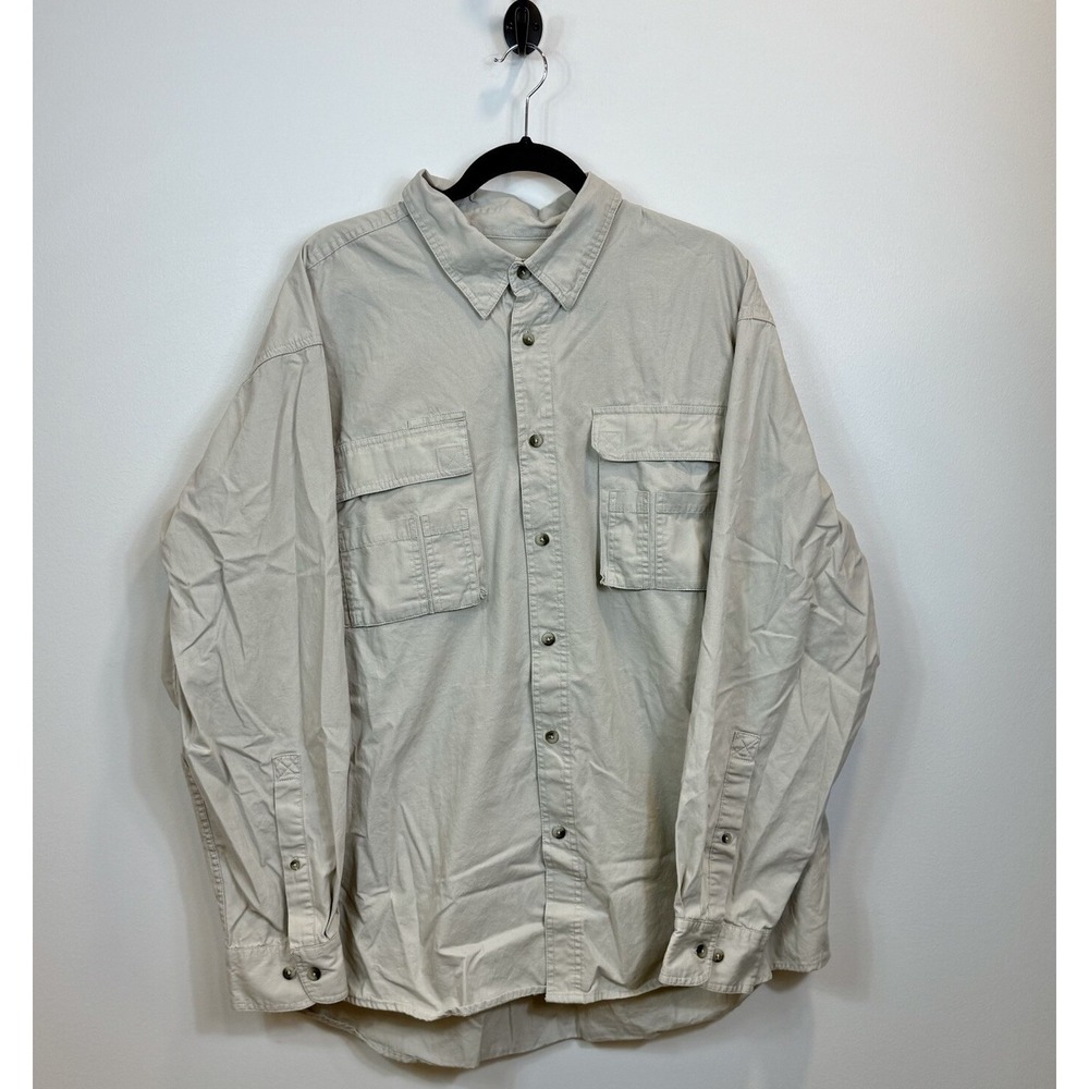 Redhead Brand Shirt Men's 3XL Khaki 100% Cotton‎ Classic Long Sleeve Button-Up